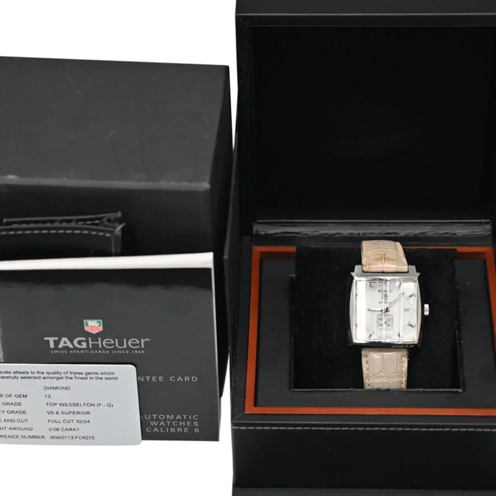 MINT! Tag Heuer Monaco Diamond Watch With FULL BOX SET AND CARDS!